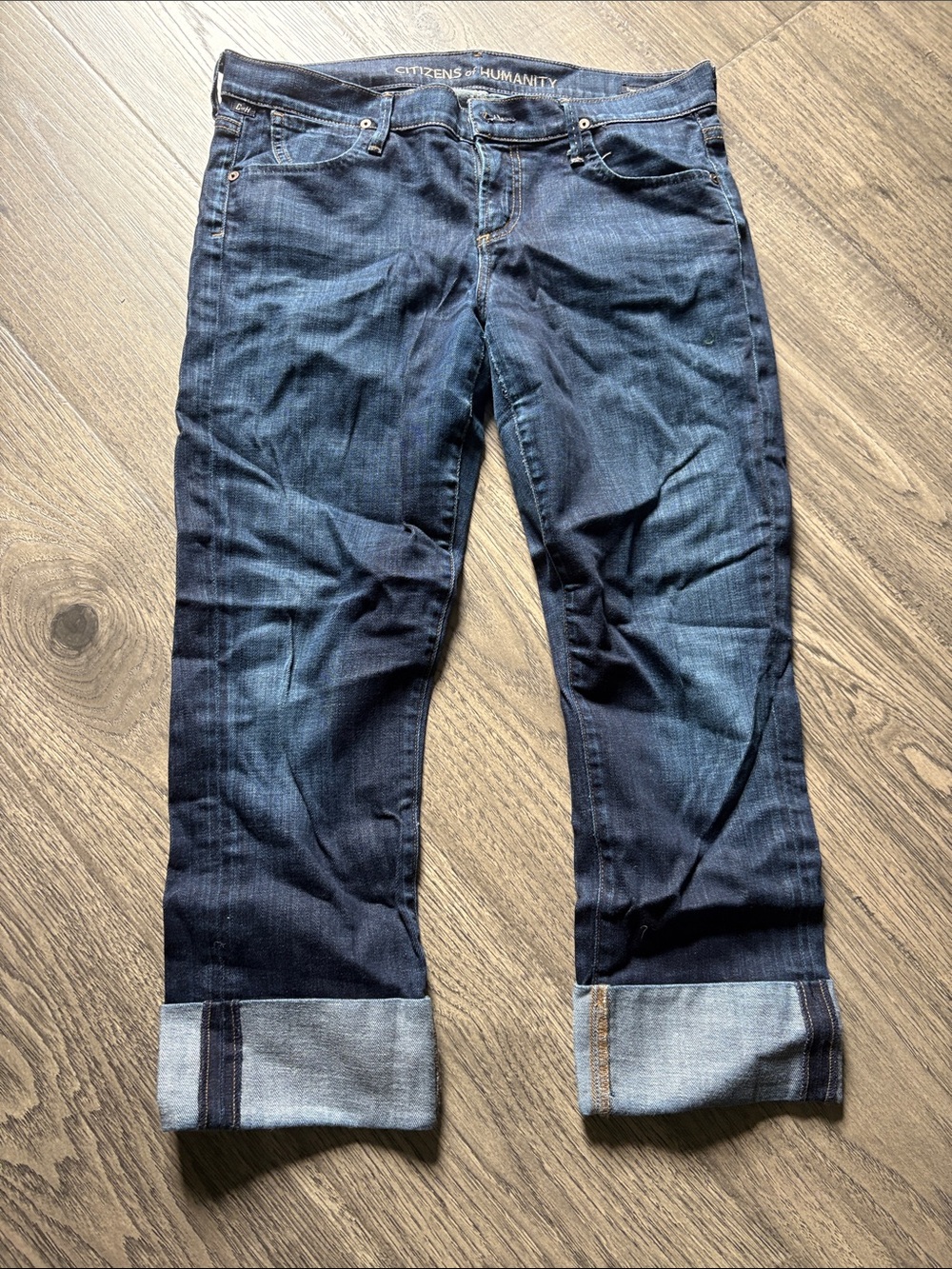 Citizens Of Humanity Dark Blue Cuffed Straight Jeans